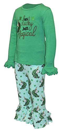 Image of Unique Baby 2 Piece Girls Double Ruffle Leggings and Long Sleeve Shirt Clothes Set Kid and Toddler Girl Outfit