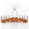 Whisky karaf en 6 whisky glazen set in geschenkdoos – originele kristallen drank karaf set voor Bourbon, Scotch, wodka