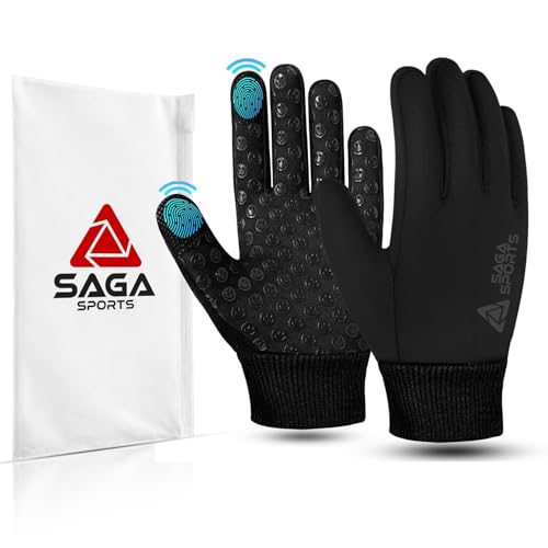 SAGA SPORTS Handschuhe Kinder – wasserdichte Fahrradhandschuhe Jungen & Mädchen, Touchscreen Winterhandschuhe für Kinder 4–12 Jahre, rutschfest & Warm, Softshell Sporthandschuhe Kinder