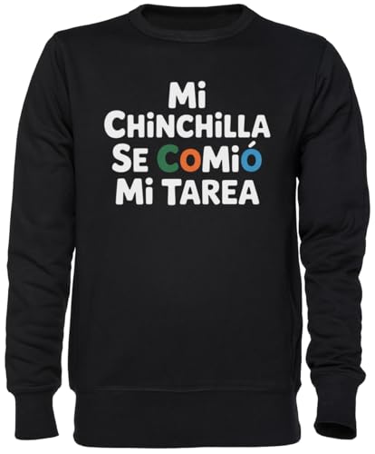 Sweat-shirt noir imprimé Mi Chinchilla Se Comió Mi Tarea jumper