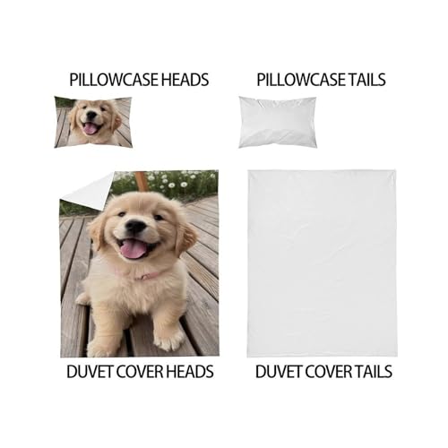 Housse de couette chiots douce en microfibre 135x200cm pour des nuits tendres d'enfant