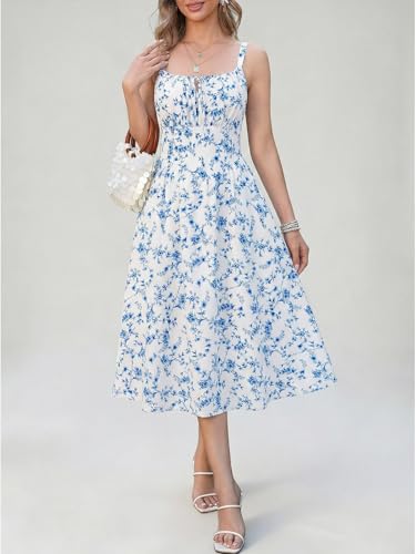 Robe d'été pour femme fleurie sans manches avec bretelles