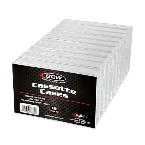BCW Cassette Tape Case | CE Accessory | 10 Pack | Clear Polystyrene Norelco-Style Cases for Audio Cassette Storage & Protection