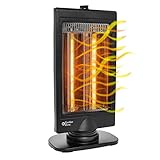 Comfort Zone CZHTV9 Oscillating Electric Halogen Radiant Heater with Slimline Flat Panel Design, Black