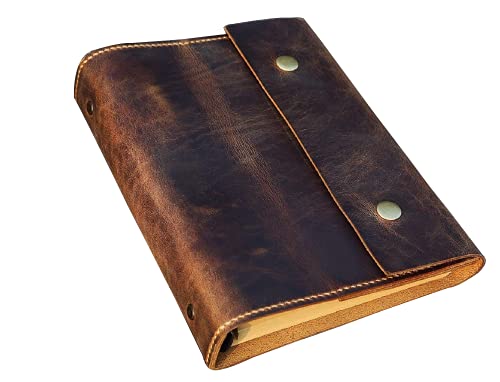 Personalized A5 Leather Journal, distressed leather refillable binder travel notebook portfolio - NA505PDS