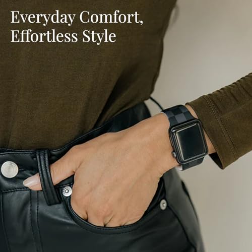 Walli Watch Band, Compatible with Apple Watch Bands SE & Series 10, 38mm/42mm, Stylish Silicone Strap for Everyday Wear- Midnight Check2