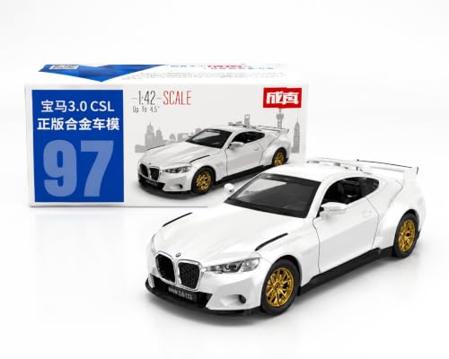 Image of Wizplex MSZ BMW 3.0 CSL 1:43 Scale Officially Licensed Die Cast Metal Car - Pull Back Sports Coupe with Openable Front Doors, Collectible Showpiece for Kids 6+ & Car Enthusiasts