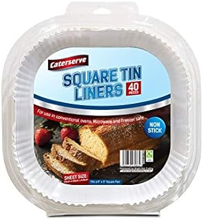 Square Tin Liners Baking 9 inch  40 Non-Stick Baking Paper Liners for Baking and Roasting vegtables Compatible with Conventional Ovens, Microwave, Freezer Safe  Ideal for Home Use, Catering