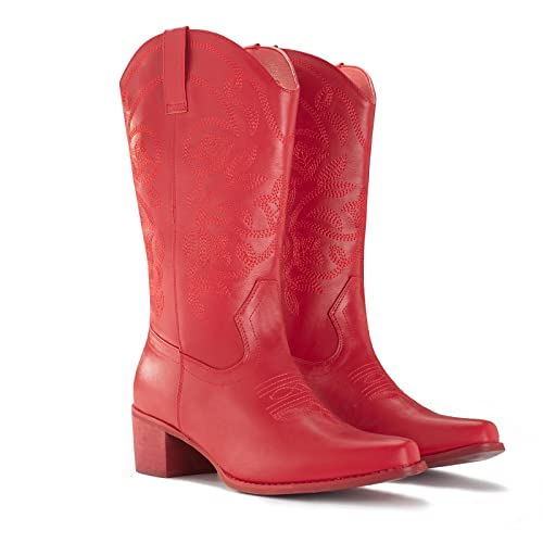 Image of IUV Cowboy Boots For Women Pointy Toe Women's Western Boots Cowgirl Boots Mid Calf Boots
