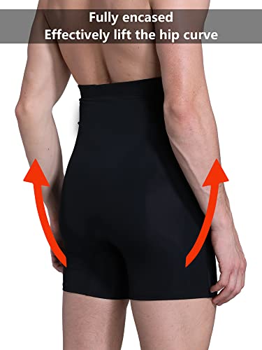 Shionf Men Tummy Control Shorts High Waist Slimming Underwear Body Shapewear Belly Girdle Shaper Leg Boxer Briefs,Black Medium #TOP3