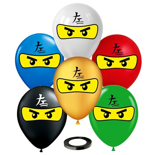 Construcción, Watch Globos de cumpleaños Ninja Superhero de 12 pulgadas, 30 unidades, color dorado, blanco, negro, rojo, azul, verde, ninja | Látex premium para juegos de Ninja y...