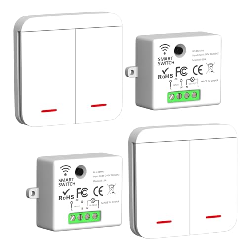 ARCELI - ARCELI Interrupteur Sans fil - Kit 433Mhz avec Émetteur Radio et Récepteur 2200W/10A, Système d'Éclairage RF Mural - -5%