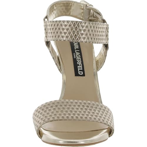 KARL LAGERFELD Women's Cieone Snake Textured Evening Ankle Strap Dress Heel Heeled Sandal3