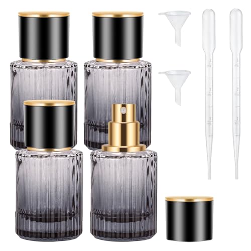 HXRYAGi Flacone da viaggio vintage vuoto, 4 pezzi, 30 ml, nebulizzatore portatile per profumo con imbuto e contagocce, nebulizzatore spray a prova di perdite, ideale per profumi, toner e cura della