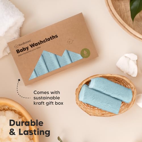 Image of 6-Pack Baby Washcloths - Soft Viscose Derived from Bamboo Washcloth, Baby Wash Cloths, Baby Wash Cloth for Newborn, Kids, Bath Baby Towels, Face Towel, Face Cloths for Washing Face(Sky)