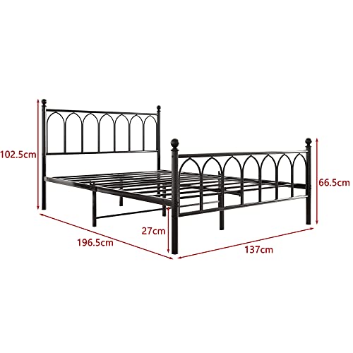 image for JURMERRY Double Metal Bed Frame Modern Style with Headboard and Footbo