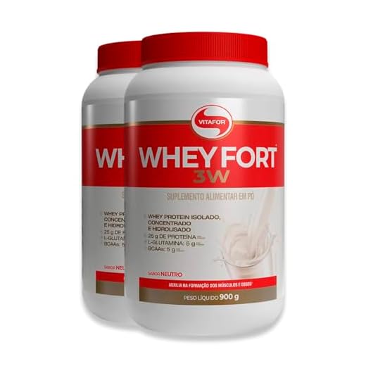 Kit 2 Whey Fort 3W Neutro Vitafor 900g
