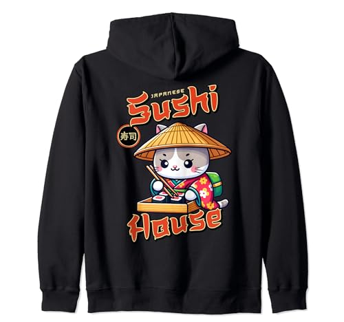 Kawaii Neko Sushi Cat Anime Sushi House Japonés Sudadera con Capucha