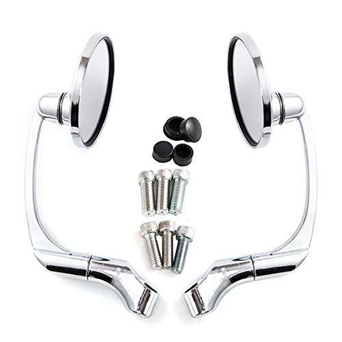Specchietto Retrovisore Mmoto Rotondo Universale da 10 mm per Cafe Racer (D'argento)