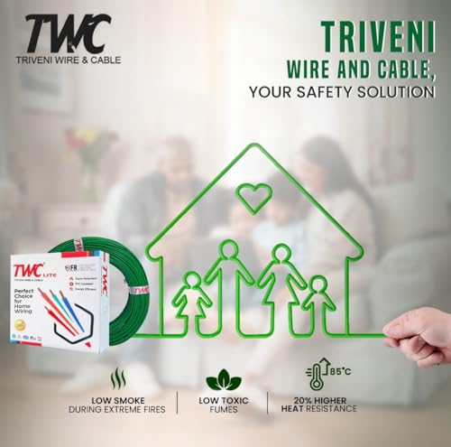 TWC Lite Red 1 SQMM 90 METER | Copper Wire | HRFR (Heat Resistant Flame Retardant) Lead-Free Cable | Low Smoke Halogen-Free Wire for Home & Industrial Electrical Wiring