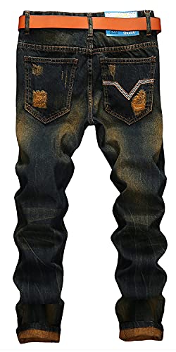Men's Casual Classic Vintage Slim Fit Ripped Distressed Straight Fit Jeans2