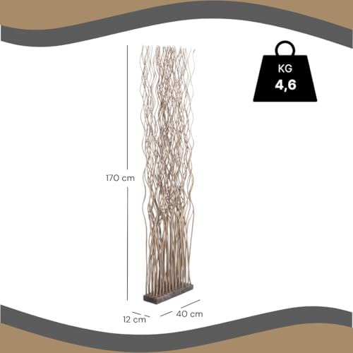 DESIGN DELIGHTS Weiden RAUMTEILER Wave | Weidenholz, 170x40cm (HxB) | Paravent aus Weidenzweigen, Raumtrenner, Stellwand, Raum Trennwand | Farbe: grau