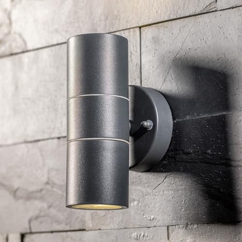 CGC Lighting Lampada da parete per esterni IP44 GU10 LED alto e basso (grigio)