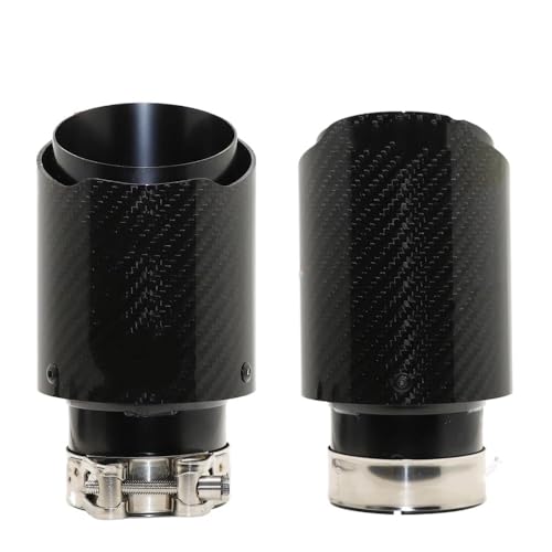 Cola de escape de fibra de carbono brillante y acero inoxidable negro universal