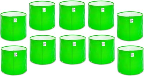 Image of Grow Bag UV Protected 260 GSM | HDPE Grow Bags for Plants | Heavy Duty Green Garden Plant Grow Bag with Drainage Holes | Reusable Vegetable Grow Bag for Terrace Gardening (10, 9X9 INCH)