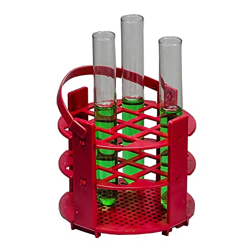 Support Bel-Art rouge pour 14 tubes de 13 à 16 mm avec poignée pratique