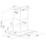 Cookology CGL900BK/A Cooker Hood Chimney Kitchen Extractor Fan 90cm with Carbon Filters, Recirculating Wall Mounted, Curved Glass, Energy Rating A, 3 Speed Settings, LED, Adjustable Height - Black - Image 7