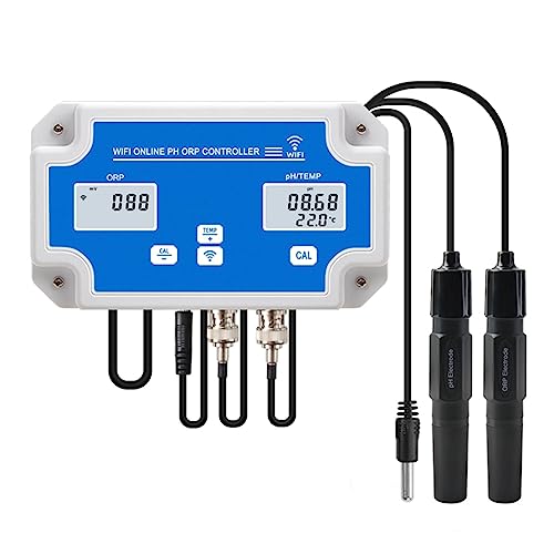 Lbvzxkad Smart WIFI Online Meter PH ORP Temp Aquarium Water Quality Tester Monitor Controller para Piscina Spa EU Plug