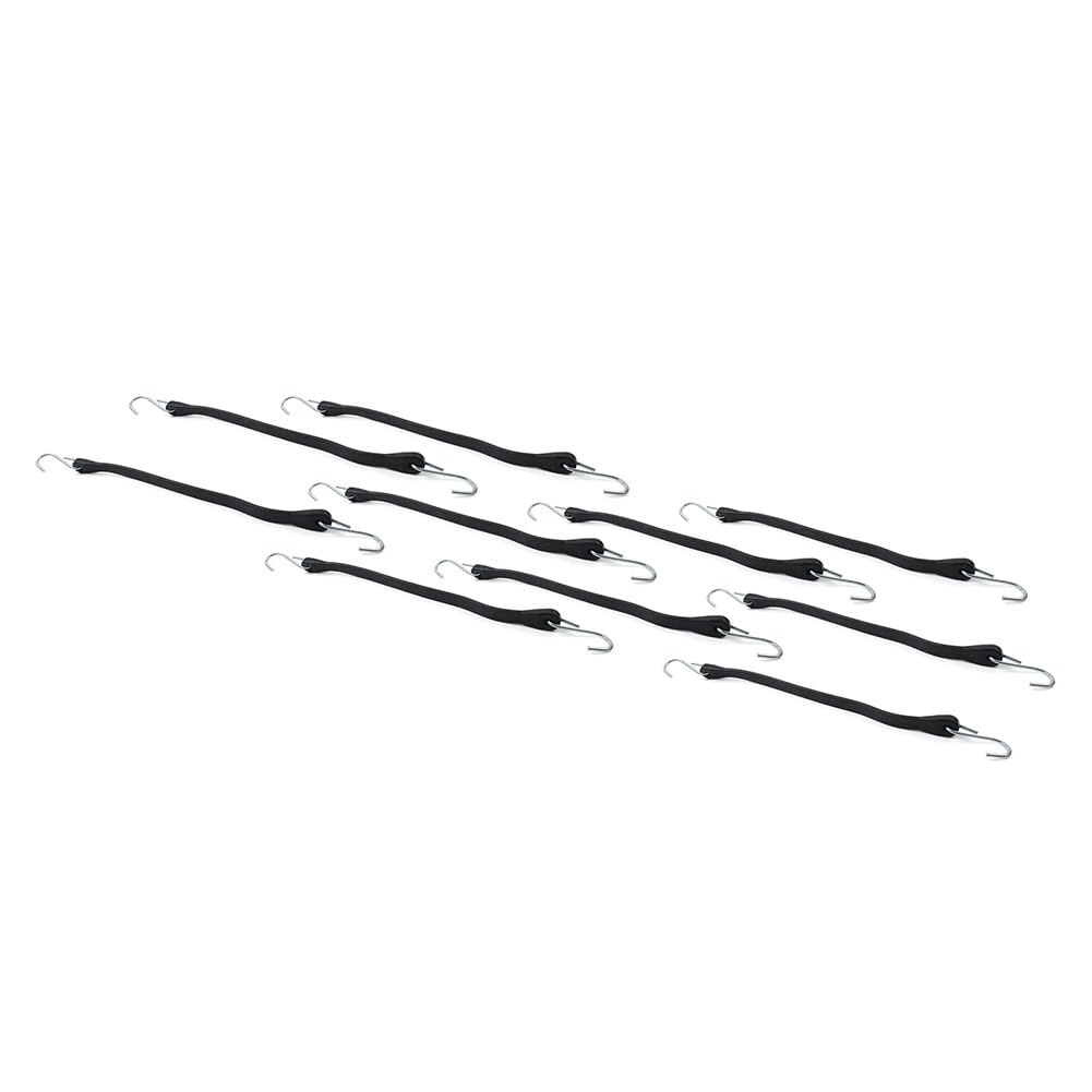 SIKUAI Lot de 10 tendeurs élastiques d'extérieur de 38 cm avec crochets et sangles d'arrimage en caoutchouc noir pour caravanes, remorques, bateaux, bus, mobil-homes