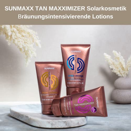 SUNMAXX TAN MAXXIMIZER Tropical Mango Tanning Lotion I Bräunungslotion I Fruchtiges Mango Aroma I Guarana Extrakt I Gleichmäßige Bräune I Leichte Textur