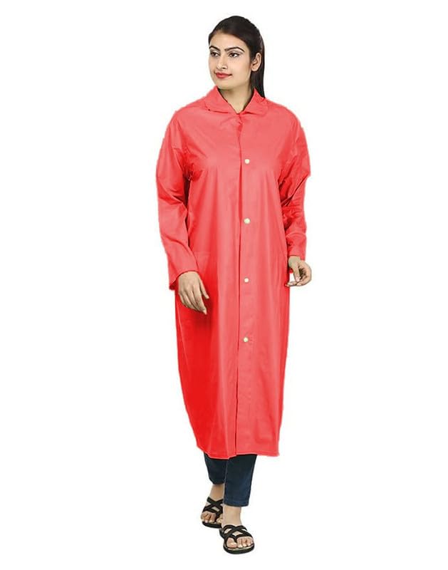 Fancy Red Women & Girls Raincoat Portable EVA Rain Coats Reusable Rain Poncho with Hood-image-39