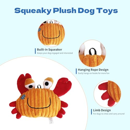 Plush Toys for Small and Medium Dogs, Cute Squeaky Dog Toy for Puppies, Durable Fabric Crinkle Paper chew Toys (3 Pack) - Image 4