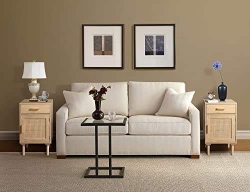 Finnhomy Tall Nightstands Set Of 2, End Table, Side Table With Drawer And Shelf, Hand Made Rattan Decorated Doors, Wood Accent Table With Storage For Bedroom, Natural, 2 Pack #TOP3