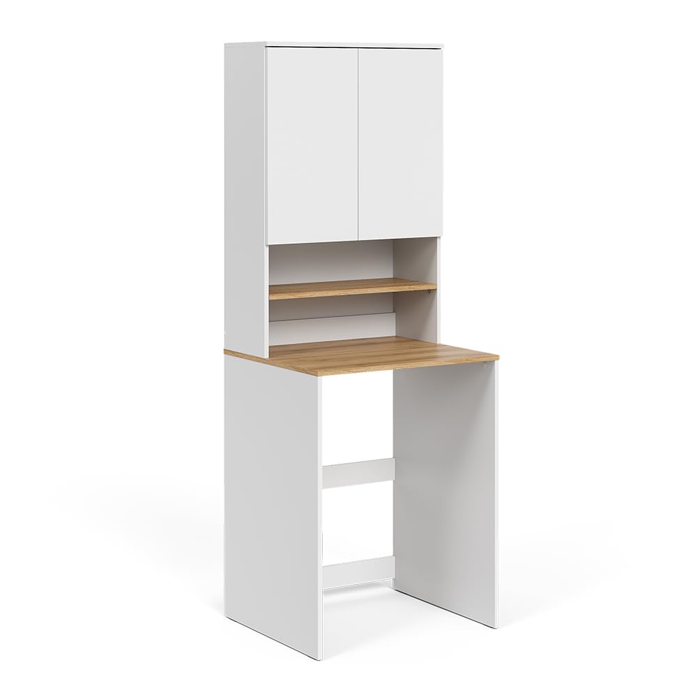 Vicco Armoire Machine à Laver Viktor, Blanc/​Artisan, 68x88.2cm 2 pièces avec étagère, Convient pour Le Rangement de lessive et de Serviettes