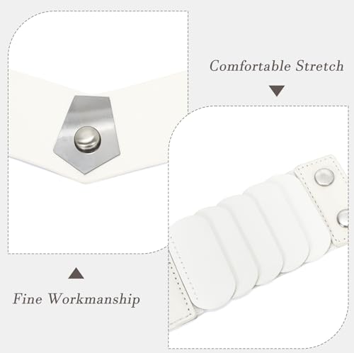 SANSTHS Women Wide Stretch White Belts for Dresses Costume Belt Cosplay Elastic Thick Waist Belt Fashion3