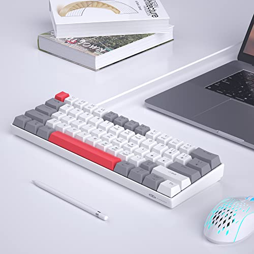 60% Mechanical Gaming Keyboard, Grey&White Gaming Keyboard With Hot Swappable Linear Red Switches, Wired Detachable Type-C Cable Mini Keyboard With Powder Blue Backlight For Windows/Mac/Pc/Laptop #TOP6