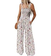Dokotoo Women's Casual Loose Overalls Jumpsuits One Piece Sleeveless Printed Wide Leg Long Pant R...