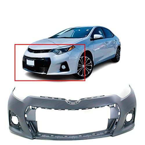 FitParts Compatible with Front Bumper Cover Fascia 2014-2016 Toyota Corolla Sedan S Plus SE Sedan 14-16. New Primed Without Sensor Holes, With Fog Light Holes. TO1000400 5211903906 2015