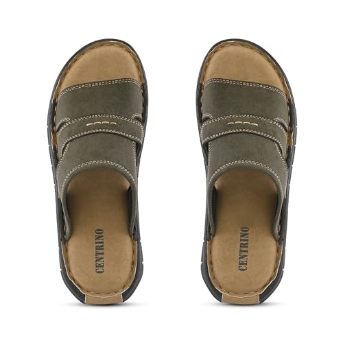 Image of Centrino Men's Slide Sandals | Multi-Strap Design with Cushioned Insole | Lightweight Comfortable Casual Footwear for Summer & Office Travel (9581)