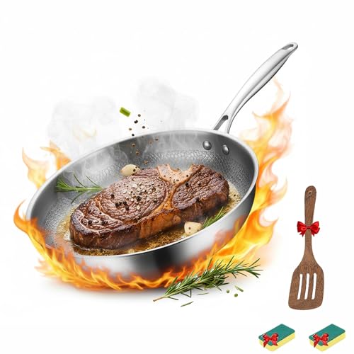 Generisch Titan Pfanne,Titanium Hammered Pan Pro mit Deckel,Titan bratpfanne,Verdickt, ultra-haltbar, Premium Uncoated Titanium Bratpfanne für die Küche Kochen (Deckel Nicht Enthalten, 26CM)