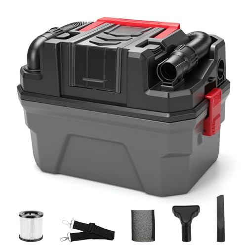 Aspirador de Agua y Polvo a Batería Compatible con Makita 18V, Aspirador de Taller 3 en 1 con Función de Soplado, Seco Húmedo 15L, Correa de Hombro(Sin Batería)