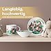 MIAMIO - 3er-Set Kindergeschirr/Porzellan Kinderbesteck, Kindergeschirr-Set aus Porzellan - Inklusive Teller, Schüssel und Tasse - Für Kinder und Kleinkinder (Wald)