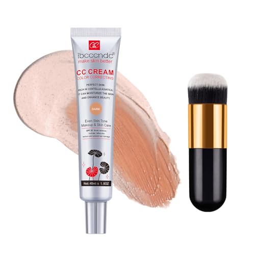 CC Cream Corrector De Color, Crema CC Correctora De Color Con Centella Asiática Y FPS 25, Base De Maquillaje Ligera De Cobertura, Tono De Piel Uniforme, Potencia La Luminosidad (#1-Dark)