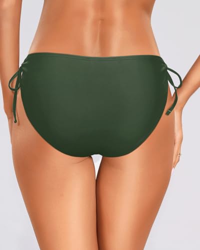 Image of Zmart String Tie Side Bikini Bottoms - Women Full Coverage Swimsuit Bottom Mid Rise Mid Waist Swim Bathing Suit Bottom
