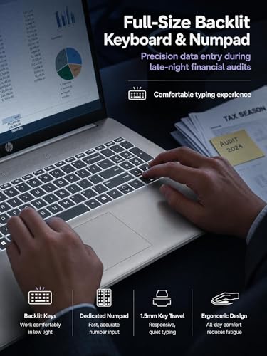 Image of HP 17.3 inch FHD Business Laptop (2026), Intel 10-Core i5-1334U (Up to 4.6 GHz), 32GB RAM, 1TB NVMe SSD, Backlit Keyboard, Fingerprint Reader, Wi-Fi 6, Windows 11 Pro, Natural Silver
