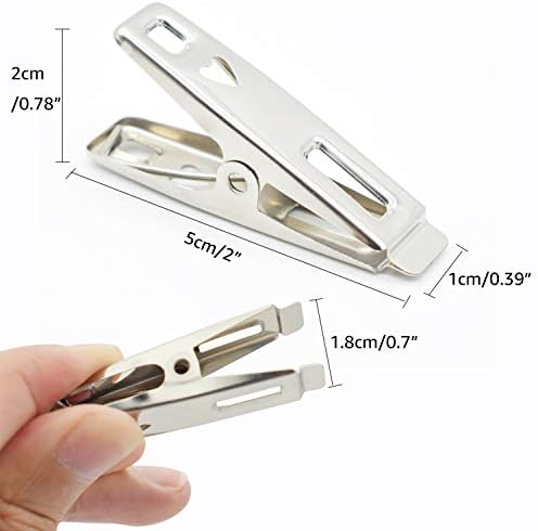 VIPbuy 60 Pcs Stainless Steel Laundry Pegs Metal Clothes Pegs Pins Clips with Storage Box for Clothes Sock Food Sealing Photos